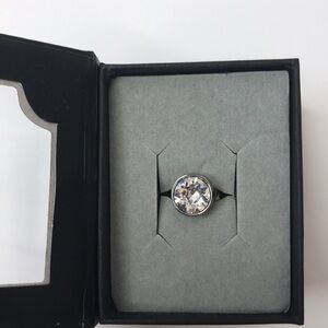 LOLA & GRACE Silver Round Solitaire Ring Size 8